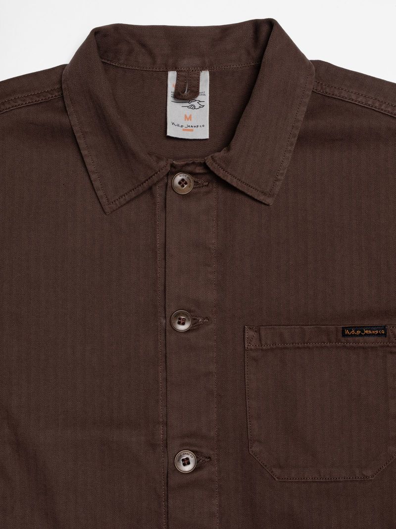 Nudie Jeans Buddy Herringbone Chore Jacket - Walnut