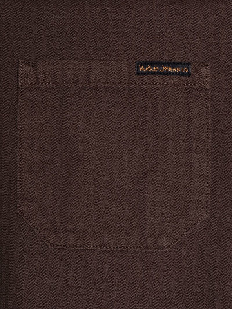Nudie Jeans Buddy Herringbone Chore Jacket - Walnut