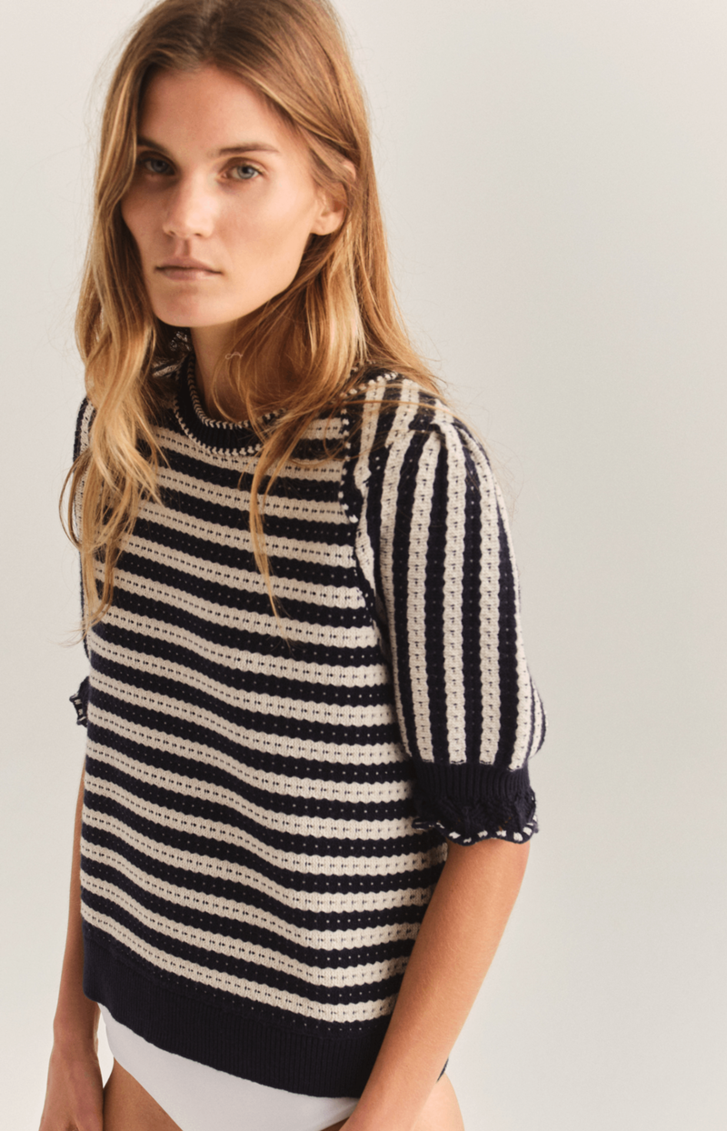 Cartolina Fallon SS Pullover - Midnight Blue Stripe