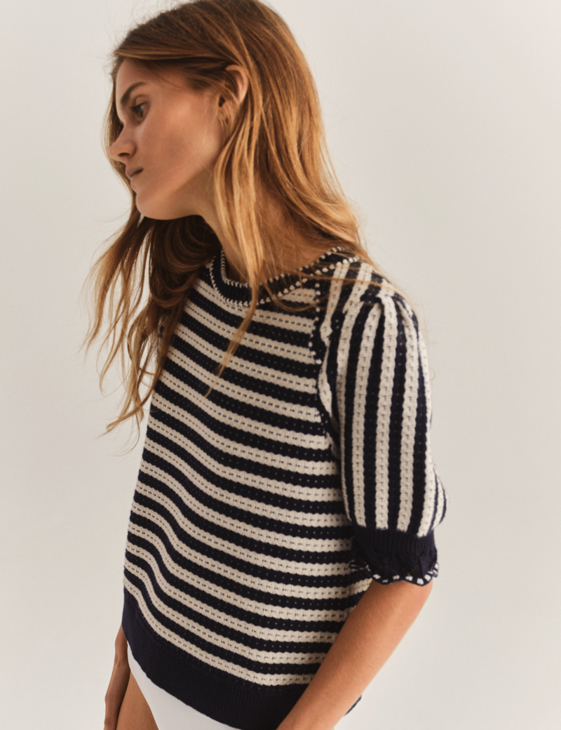 Cartolina Fallon SS Pullover - Midnight Blue Stripe