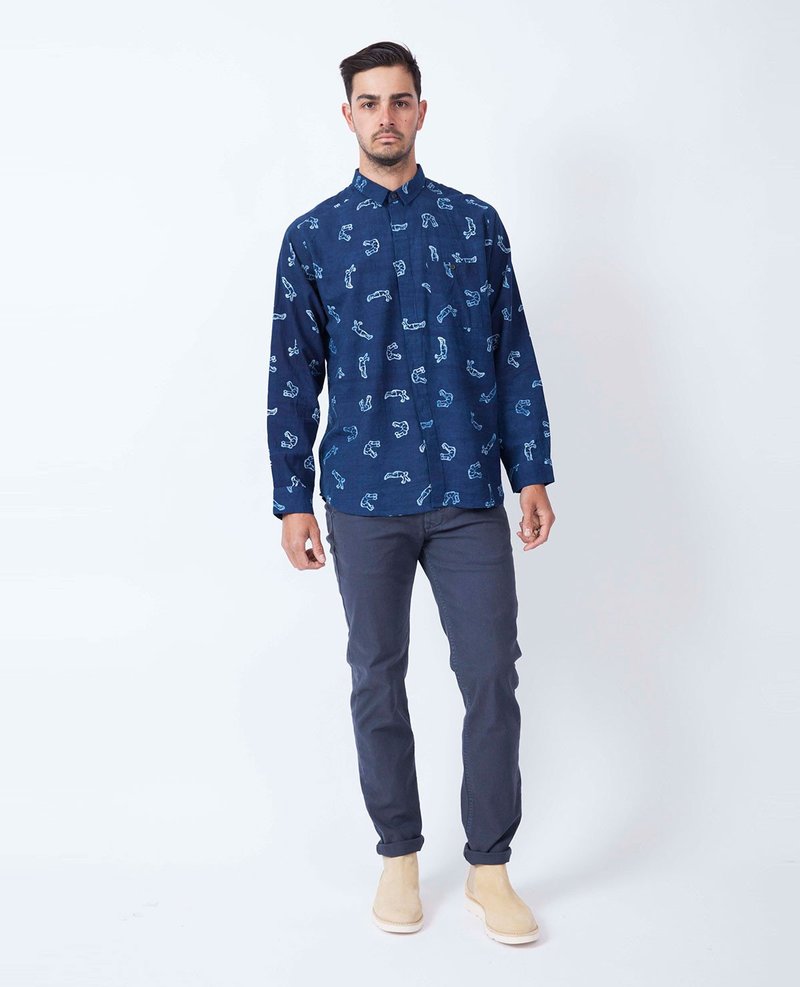 Henrik Vibskov New James Shirt Pool Print - Indigo | Garmentory