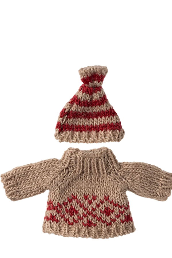 Maileg Knitted Sweater and Hat Clothing Set