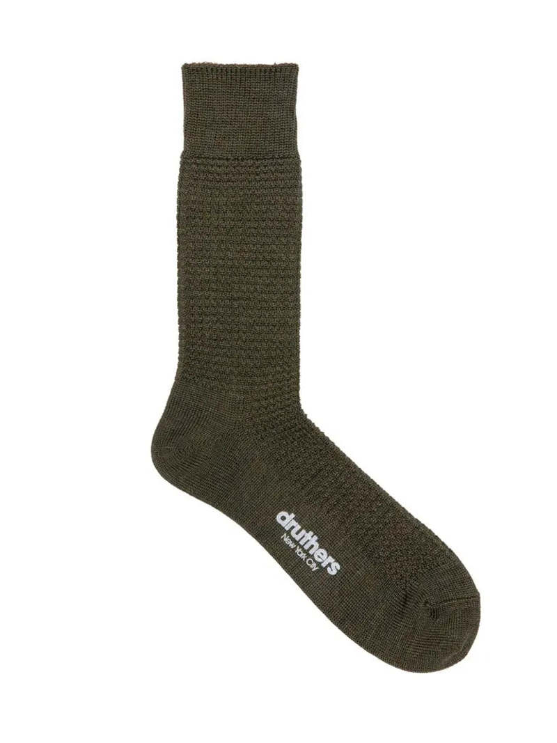 Druthers Marino Waffle Sock - Army Druthers Marino Waffle Sock - Army