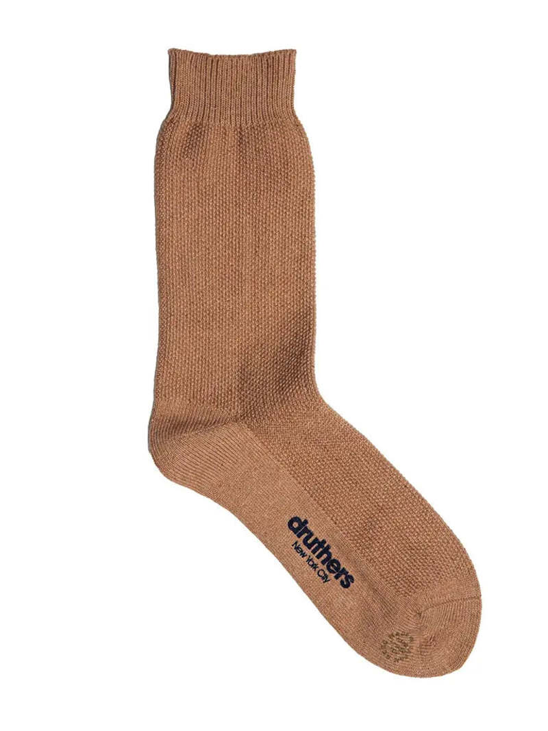 Druthers Pique Knit Crew Sock - Fox Brown Druthers Pique Knit Crew Sock - Fox Brown