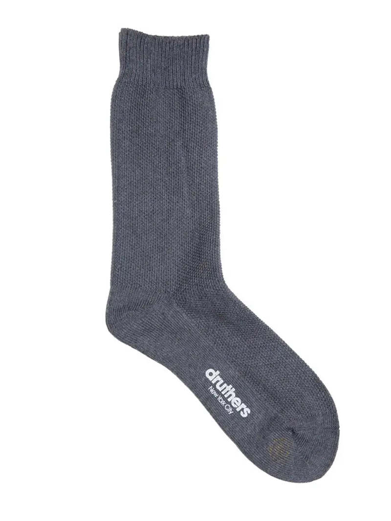 Druthers Pique Knit Crew Sock - Natural Charcoal Druthers Pique Knit Crew Sock - Natural Charcoal