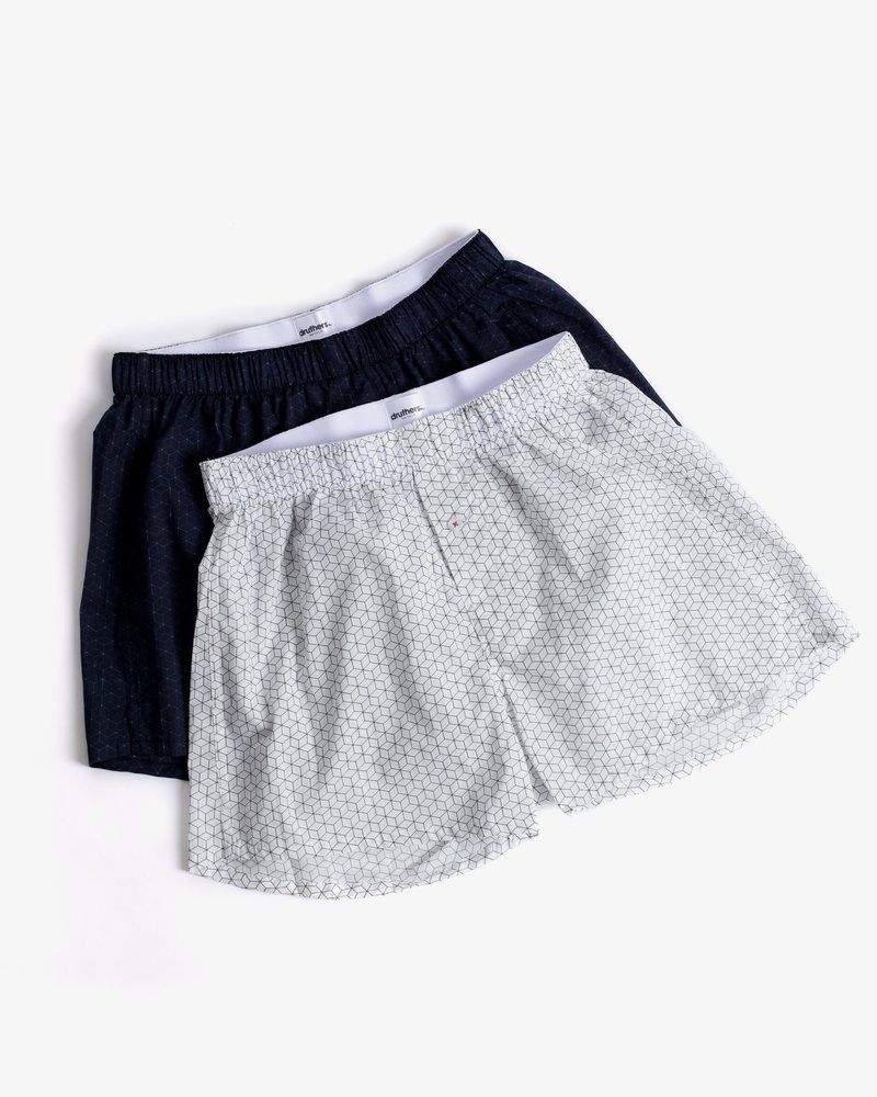 Druthers Organic Cotton Cubes Boxer - White