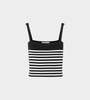 Nina Ricci Striped Knit Tank Top - Black/Ecru - Thumbnail 1