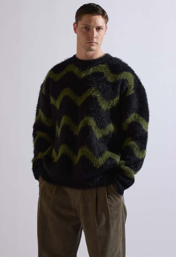 The NKC Store Zig Zag Sweater - Black/Green