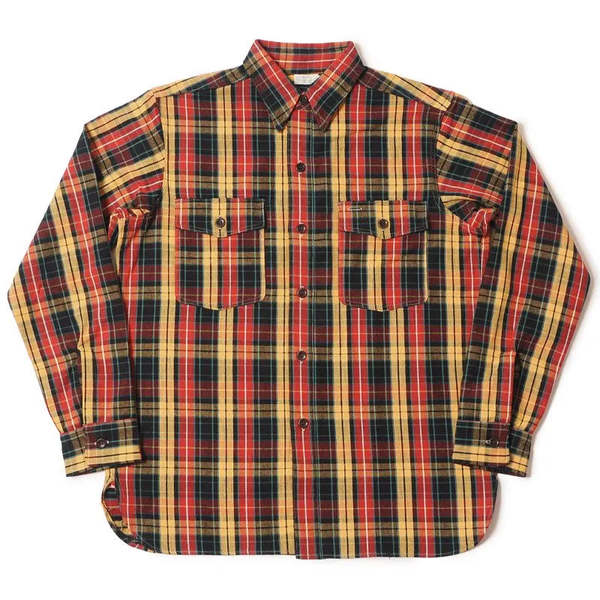 Warehouse & Co No Wash Flannel Shirt With Chinstrap - Red/Yellow