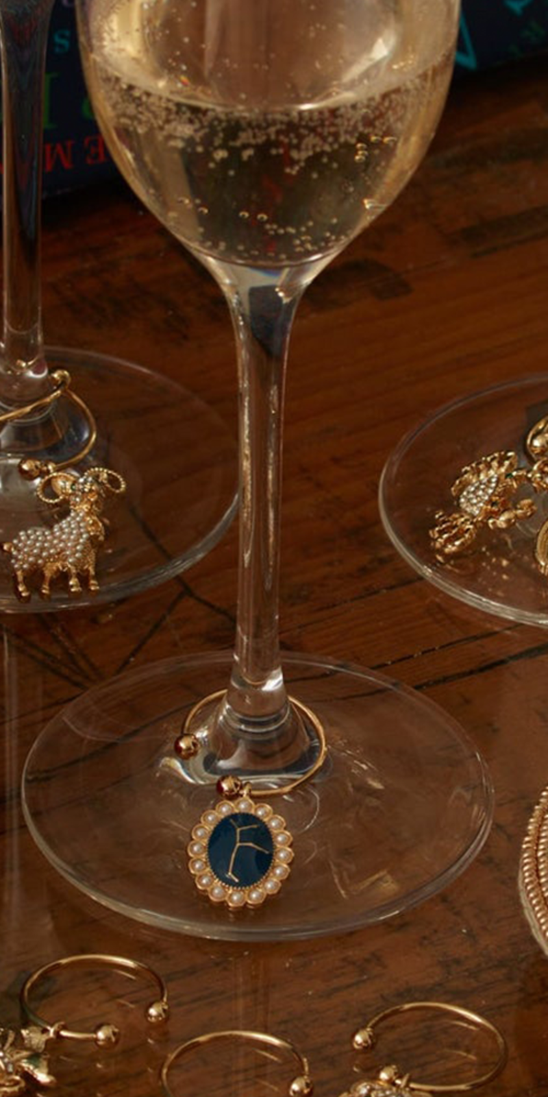 Zodiac & Birthstone Wine Charms (Set of 12) - Thumbnail 5