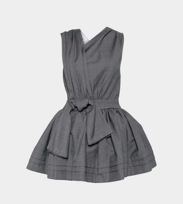 ワンピース AM1397 Chuchu pleats ribbon dress Gray ANDMARY】Chuchu pleats ribbon dress