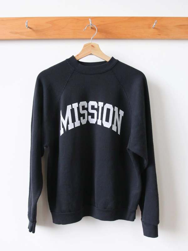 Best Regards - Upcycled Destination Goods Mission Varsity Sweatshirt - Black