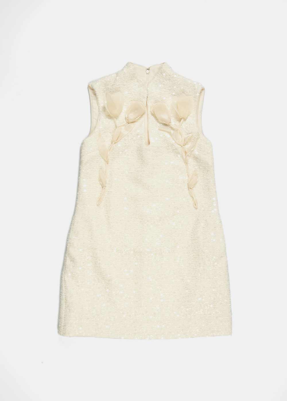 cream boucle flower mini dress Heiress Beverly Hills boucle square neck corset detail mini dress in cream