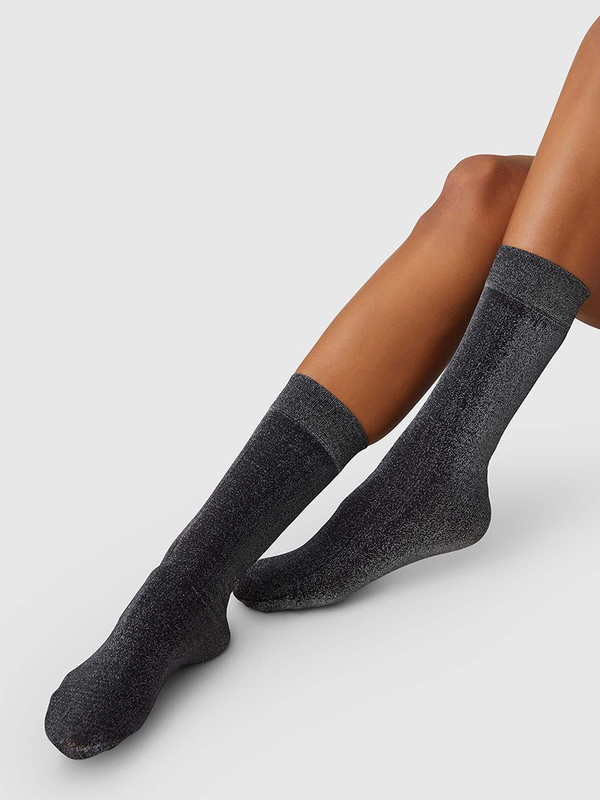 Swedish Stockings Ines Shimmery Socks - Black