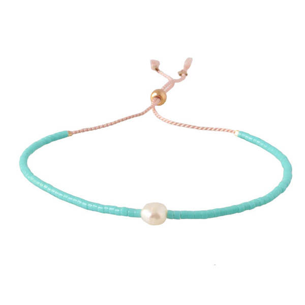 Libby and Smee Pearl String Bracelet - Turquoise Blue
