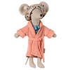 Maileg Mouse Bath Robe - Coral Pink - Thumbnail 3