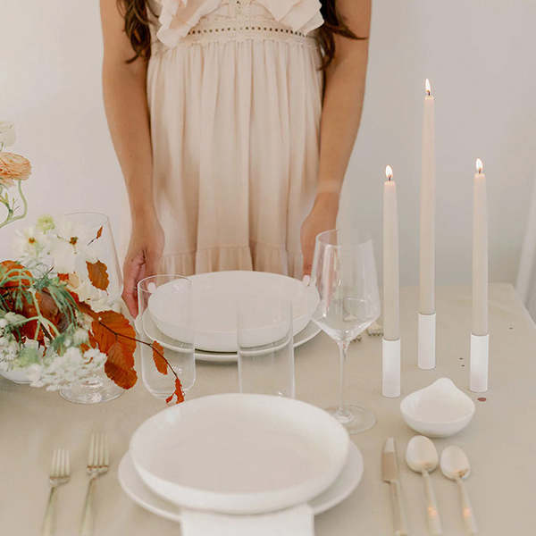 Mo&Co Home Dipped Beeswax Taper Candles - Natural White