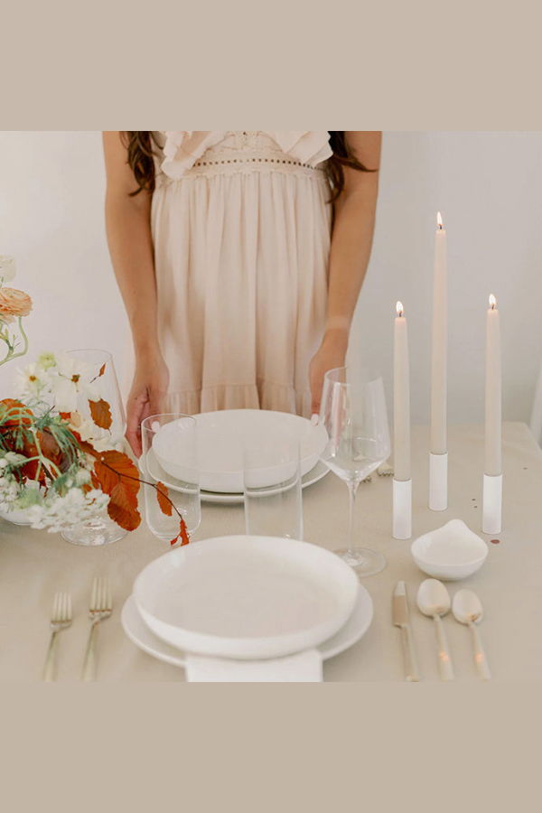 Mo&Co Home Dipped Beeswax Taper Candles - Natural White