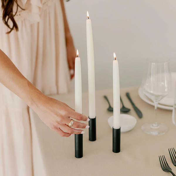 Mo&Co Home Dipped Beeswax Taper Candles - Natural White