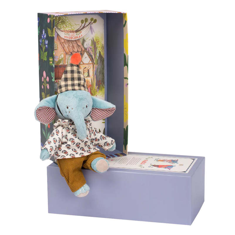 Moulin Roty Les Minouchkas Pablo The Elephant Soft Toy - Blue
