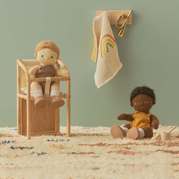 Olli Ella Dinkum Doll Accessories - Brush + Rainbow Blanket Set