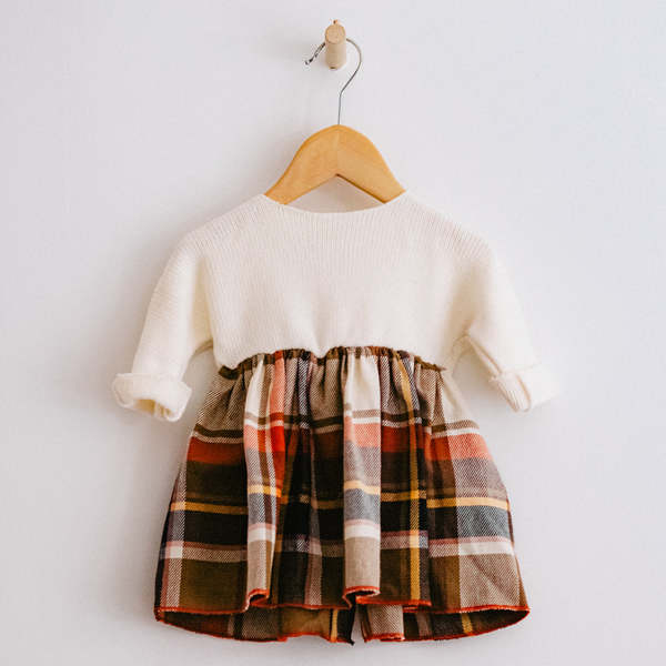 Pequeno Tocon Baby Frunce Square Dress - Natural Cream And Beige |  Garmentory