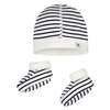 Petit Bateau Baby Hat and Booties Set - Navy Blue Stripes - Thumbnail 1