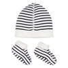 Petit Bateau Baby Hat and Booties Set - Navy Blue Stripes - Thumbnail 2