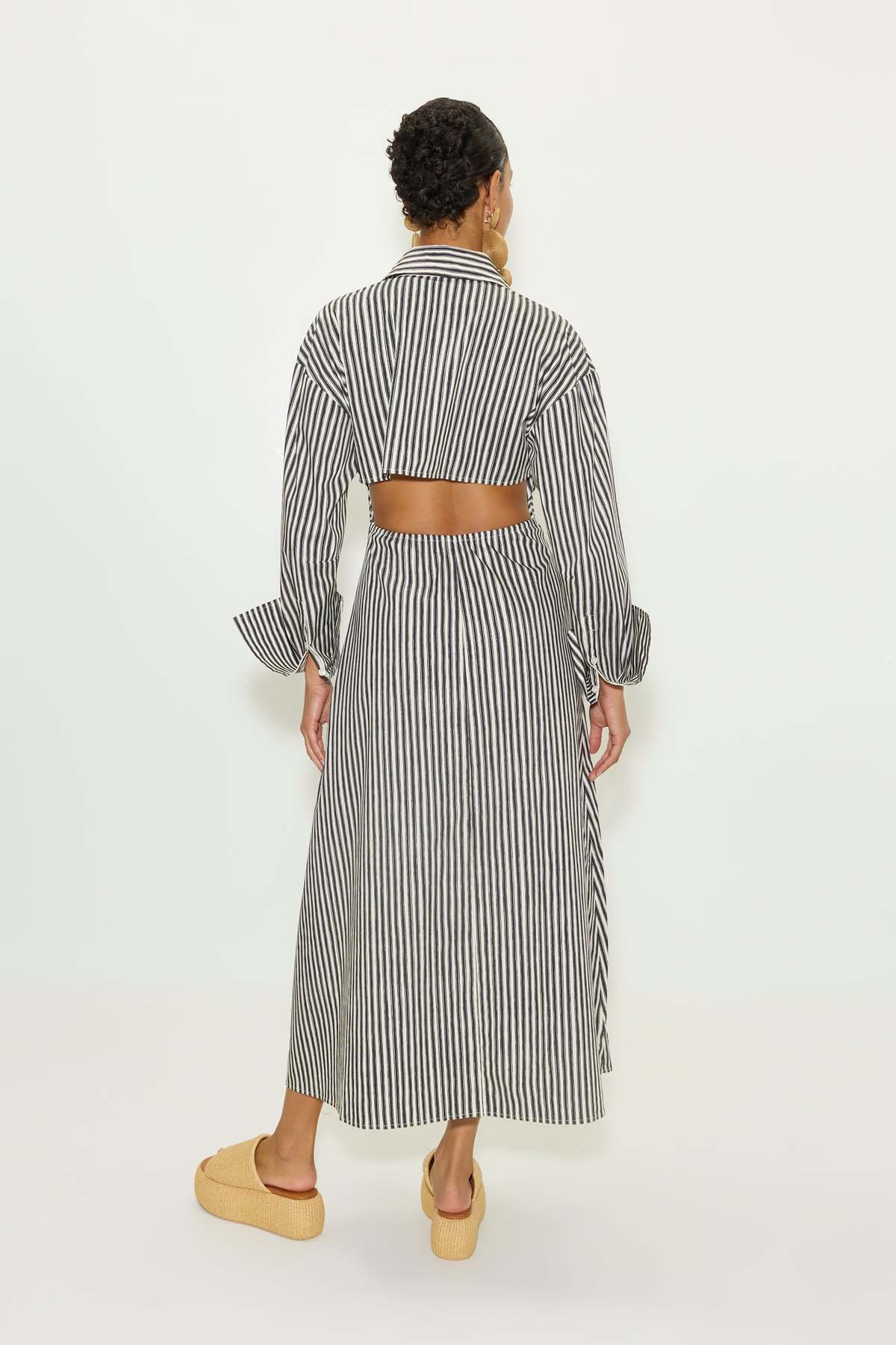 fitted lace wedding dress Mar Striped Poplin Dress – The NKC Store main image 1