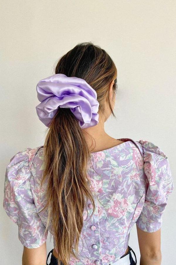 Bronze Age Oversized Silk Scrunchie - Lilac