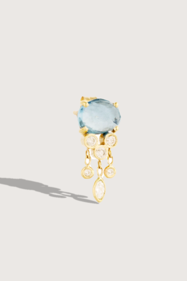 Celine Daoust Jelly Fish Single Earring - Aquamarine/Diamonds 