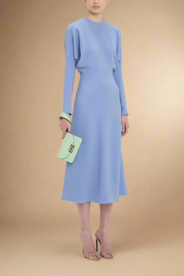 Victoria Beckham Long Sleeve Dolman Midi Dress - Bluebell | Garmentory