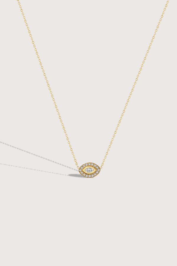 Zoe Chicco Marquise Diamond Halo Necklace - Yellow Gold