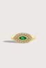 Yellow Gold Marquise Signet Ring - Emerald - Thumbnail 1