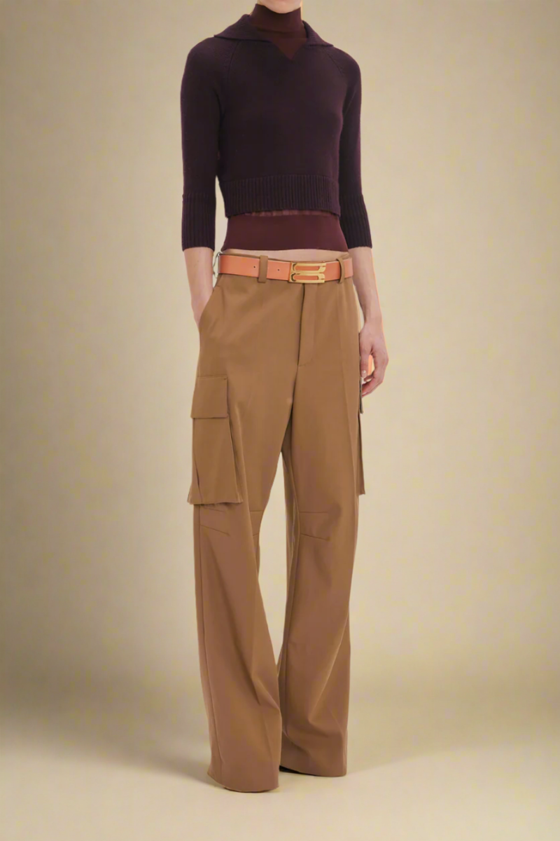 パンツ VICTORIA BECKHAM TOBACCO-COLOURED COTTON CARGO TROUSERS Victoria Beckham Tobacco-coloured cotton cargo trousers