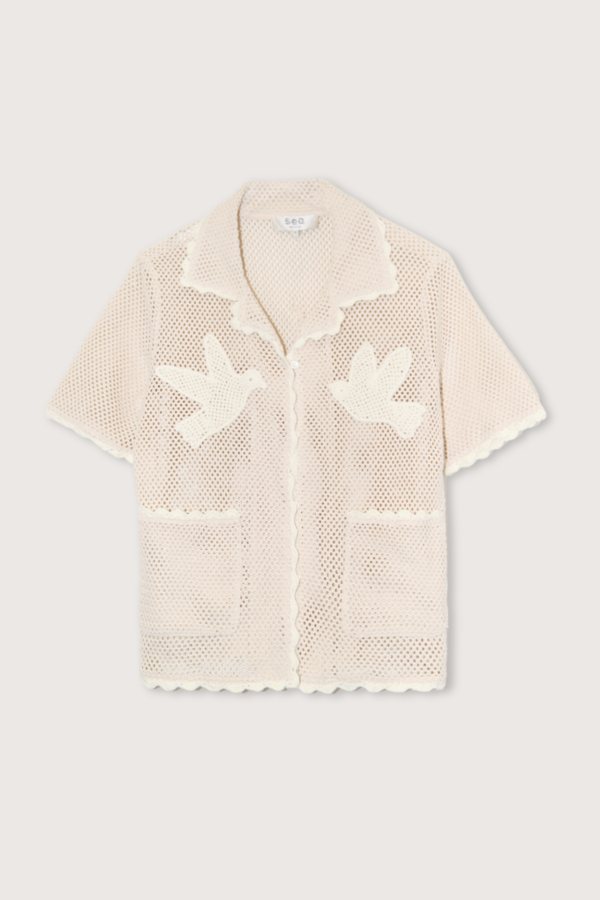 Sea NY Sally Crochet S/S Shirt - Tan