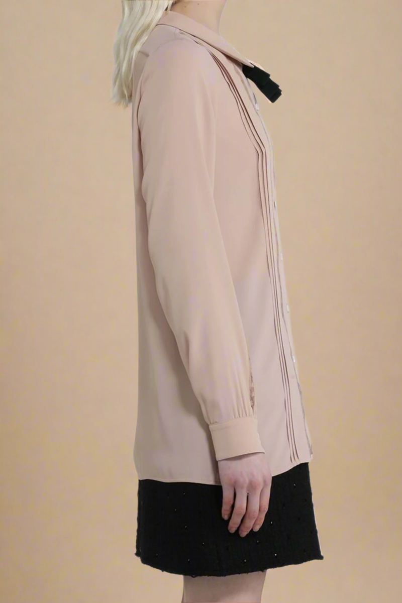 No. 21 Silk L/S Shirt with Lace Trim - Rose No. 21 Silk L/S Shirt with Lace Trim - Rose