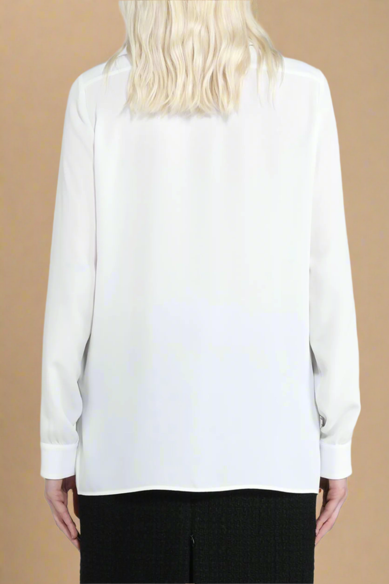 No. 21 Silk L/S Shirt with Lace Trim - White No. 21 Silk L/S Shirt with Lace Trim - White