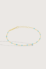 Zoe Chicco Turq Enamel Tube Bar Chain Bracelet - Yellow Gold - Thumbnail 1