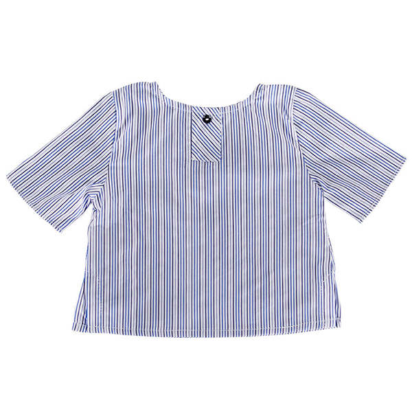 Pequeno Tocon Baby Short Sleeved Shirt - Blue Stripes