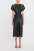 Victoria Beckham Gathered Waist Midi Dress - Black - Thumbnail 2