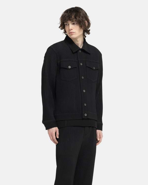 Homme Plissé Issey Miyake Wool-Like Light Jacket - Black | Garmentory