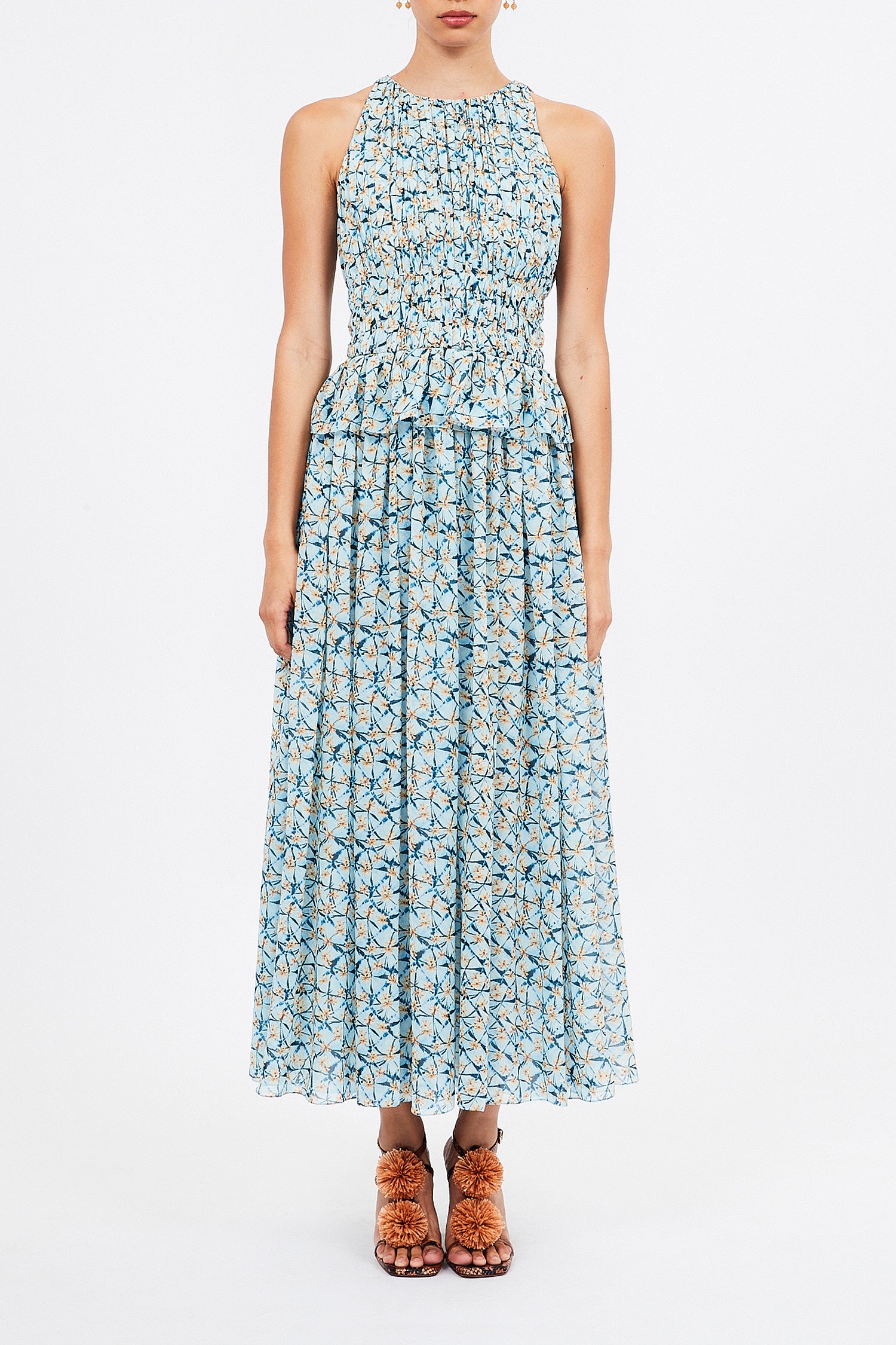 ulla johnson adeline silk midi dress Ulla Johnson Adeline Dress in Blue