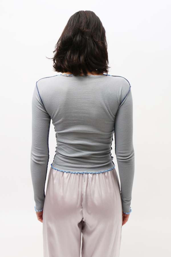 BASERANGE ｜VEIN LONG SLEEVE【KEV BLUE】 Baserange Vein Long Sleeve Tee in Bow Blue Curated at Jake and Jones