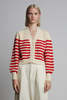 ELEVEN SIX Isla Stripe Cardi - Ivory + Rosso Stripe - Thumbnail 1