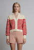 ELEVEN SIX Isla Stripe Cardi - Ivory + Rosso Stripe - Thumbnail 2