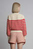 ELEVEN SIX Isla Stripe Cardi - Ivory + Rosso Stripe - Thumbnail 4