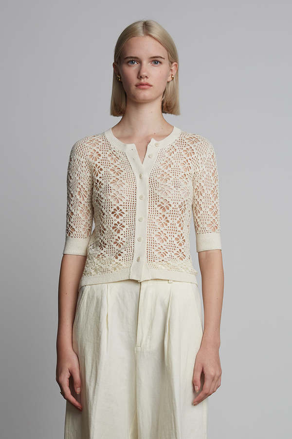 ELEVEN SIX Ruby Crochet Cardigan - Ivory
