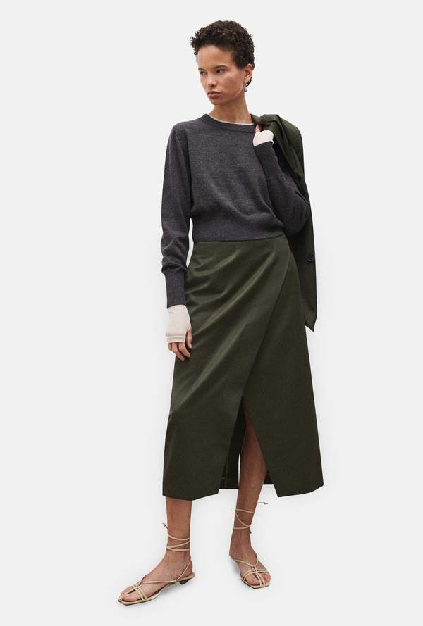 Silk Laundry Cropped Crewneck - Granite Melange