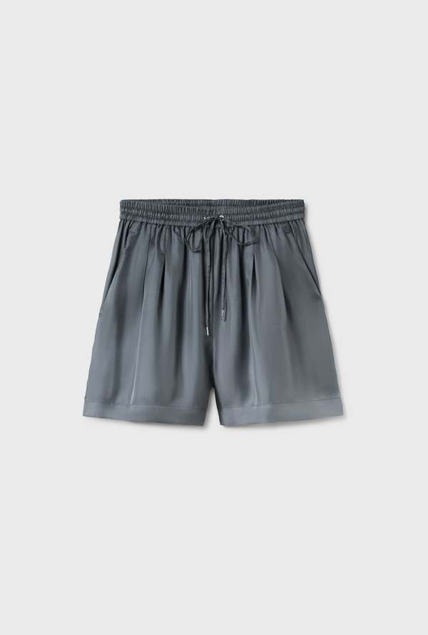 Silk Laundry Twill Slouch Shorts - Slate